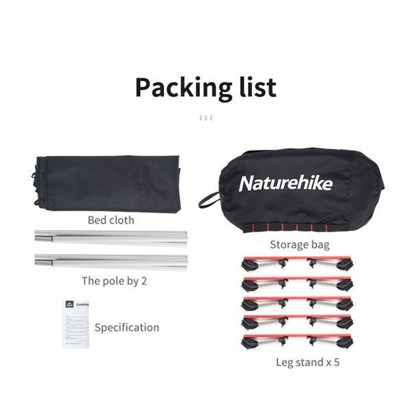 Ліжко складане Naturehike XJC05 NH20JJ001, Поліестер Oxford / алюміній, темно-зелене 6927595768761 фото
