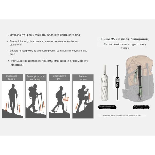 Трекінгова палиця Naturehike CNK2450DS016, 120 см, сіра 6927595791721 фото