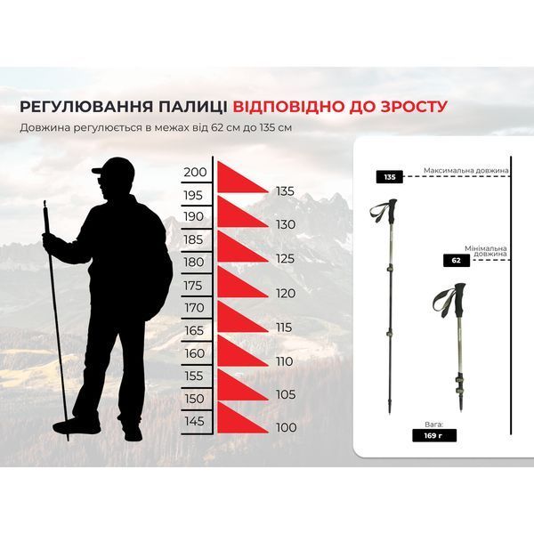 Трекінгова палиця Naturehike CNK2300DS010, 120 см, зелена 6976023923531 фото