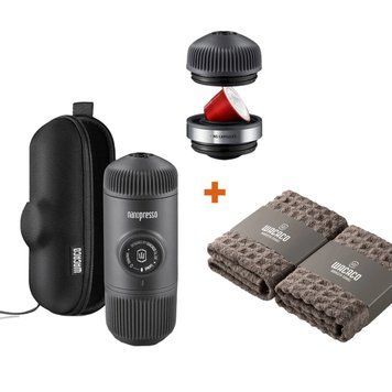 Набір Wacaco Nanopresso: кавоварка, адаптер для капсул та рушники бариста NanopressoSet1 фото