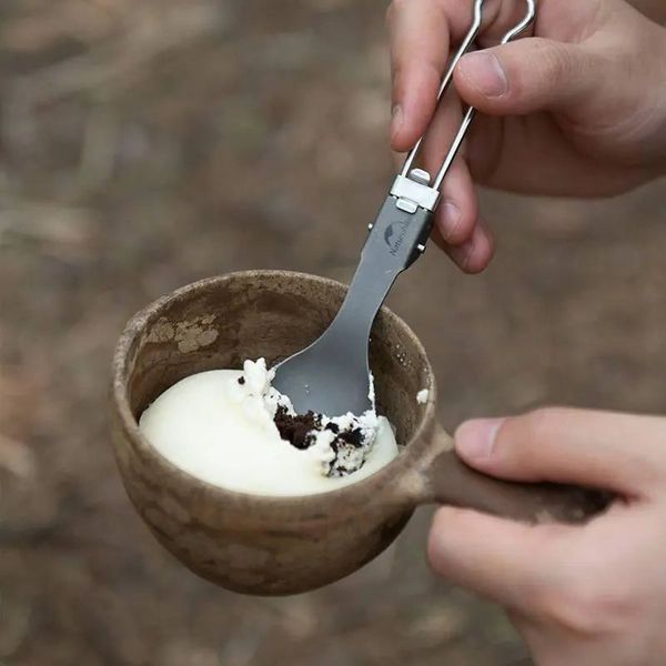 Ложка складана&nbsp;з титану Naturehike Titanium NH19C001-J сіра з мішечком 6927595734773 фото