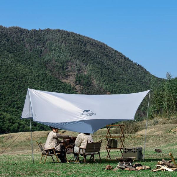 Тент для кемпінгу Naturehike Hexagon NH16T013-S, 150D / Silver Coated, 520*460 см, сіро-блакитний (з двома стійками) 6927595777794 фото