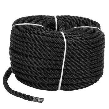 Мотузка Polyester 3 strand rope 8mm*30m black 8mm 30m black фото