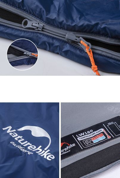 Спальник надлегкий Naturehike Ultra light LW 180 NH15S003-D, (20&deg;C), p-p M, правий, блакитний 6927595703229-R фото
