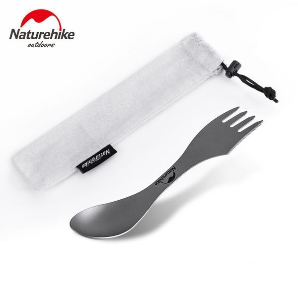 Ложка-виделка-ніж Naturehike Titanium NH19T012, титан 6927595736746 фото