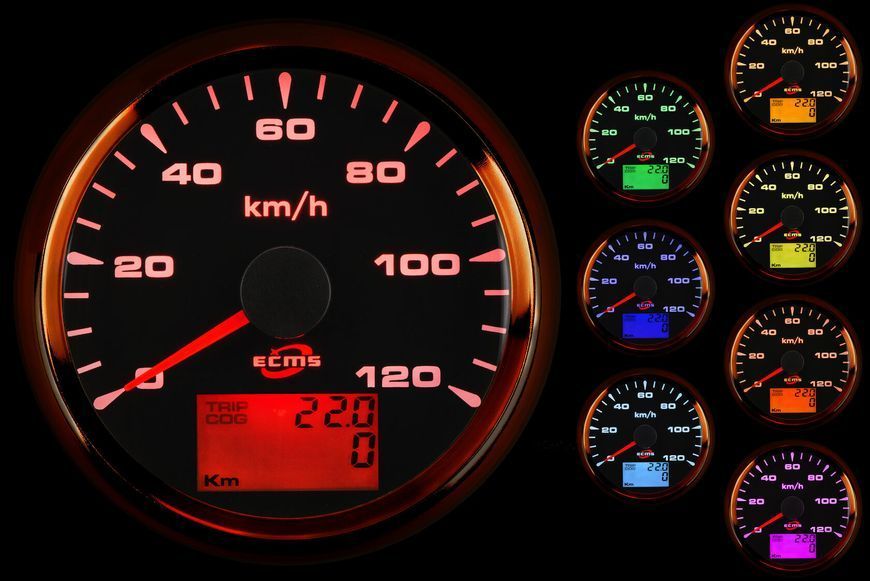 GPS спідометр ECMS HMG3-BG-120KL діаметр 85 мм, рамка - золото, дисплей - чорний 902-00078 фото