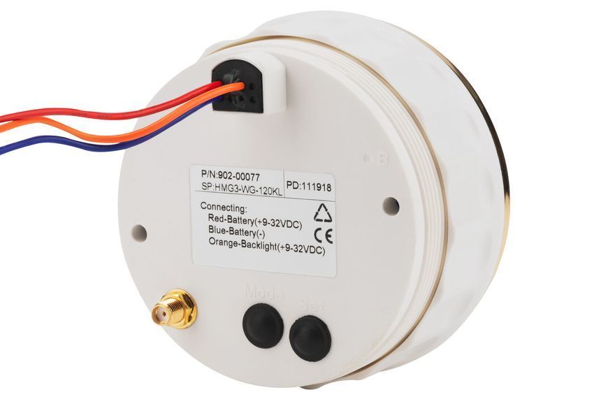 GPS спідометр ECMS HMG3-WG-120KL діаметр 85 мм, рамка - золото, дисплей - білий 902-00077 фото