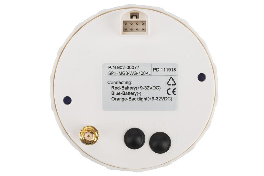 GPS спідометр ECMS HMG3-WG-120KL діаметр 85 мм, рамка - золото, дисплей - білий 902-00077 фото