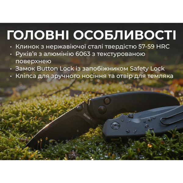 Ніж складаний кишеньковий Ruike P736-AB, (7.5 см) 14C28N / алюміній, чорний P736-AB фото