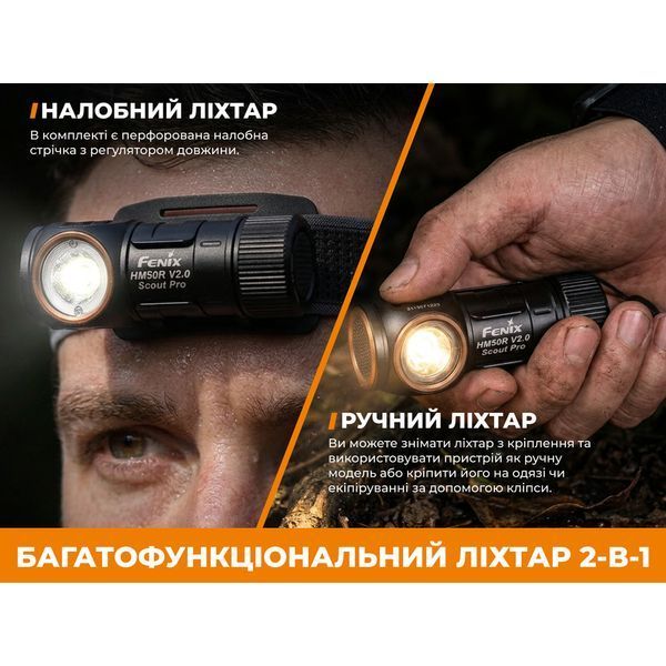 Тактичний налобний ліхтар Fenix Scout Pro (HM50R V2.0) з червоним та зеленим світлом | Лімітована серія ScoutPro фото