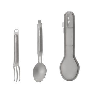 Туристичний набір ложка-виделка NexTool Titanium Tableware Set, титан NE20132 фото