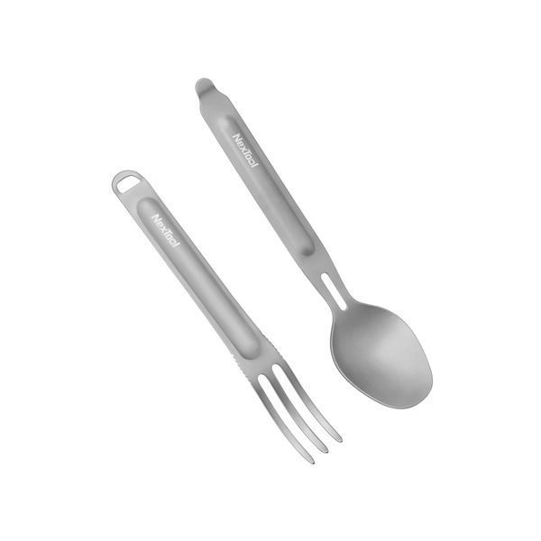 Туристичний набір ложка-виделка NexTool Titanium Tableware Set, титан NE20132 фото