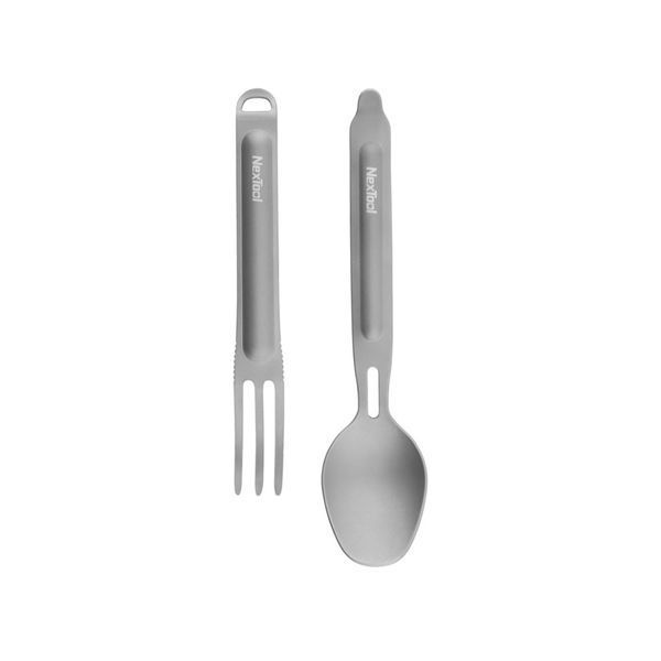 Туристичний набір ложка-виделка NexTool Titanium Tableware Set, титан NE20132 фото