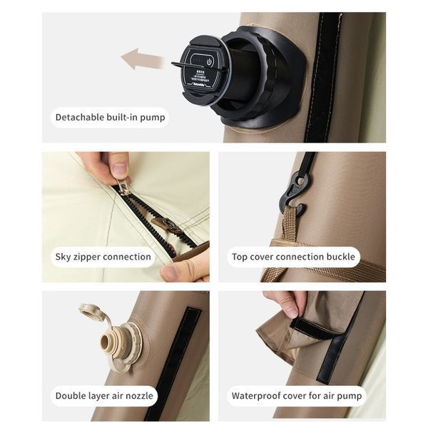 Намет тримісний надувний автоматичний із тентом Naturehike Ango CNK2550WS017, коричневий 6977465867902 фото