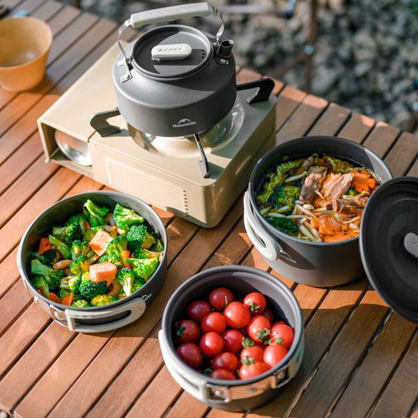 Набір посуду (2 каструлі, чайник, сковорідка) Naturehike CNK2450CF010, алюміній 6976507663281 фото