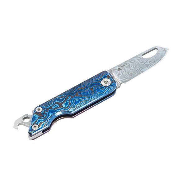 Ніж складаний кишеньковий SRM 6435, (4.1 см) Damascus / Titanium блакитний 6435-TL фото