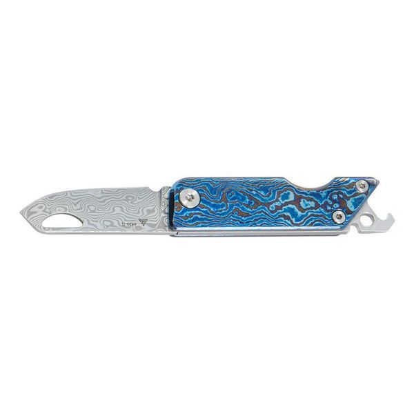 Ніж складаний кишеньковий SRM 6435, (4.1 см) Damascus / Titanium блакитний 6435-TL фото
