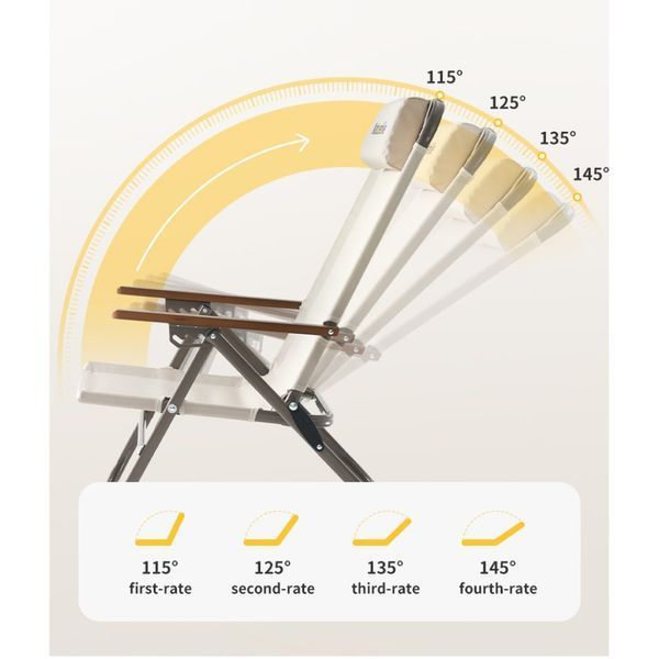 Крісло складане з регульованим нахилом Naturehike CNK2550JJ012, вуглецева сталь, бежевий 6927595774618 фото