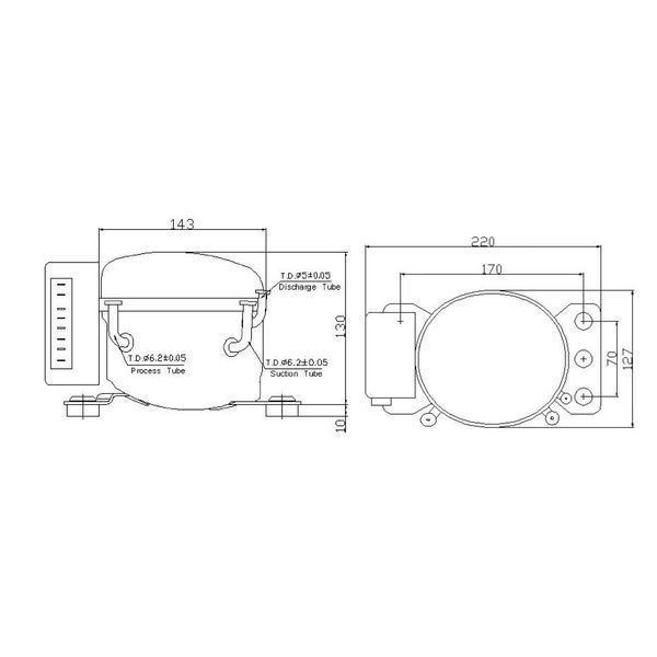 Компресор для автохолодильника 12/24 Вольт Anuodan ZH35G (R-134a, DC12V, DC24V) ANZH35G фото
