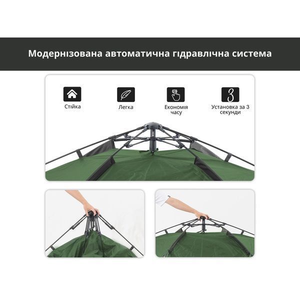 Намет чотиримісний автоматичний Naturehike NH21ZP008, темно-зелений 6976023920660 фото