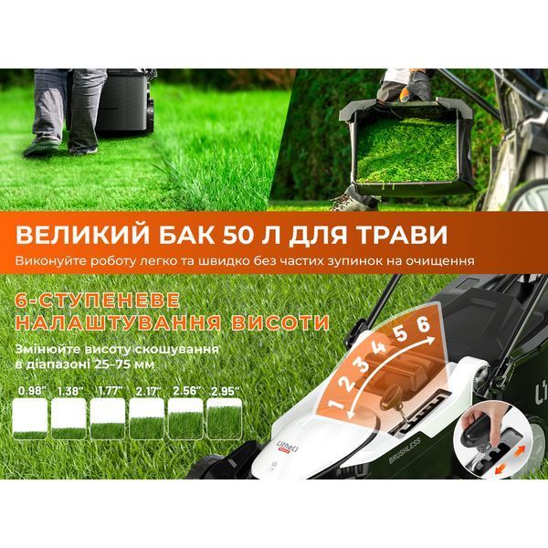 Акумуляторна газонокосарка Litheli, живлення від павербанків (УМБ Litheli Power Bank 20000 mAh, 45 W, 4А 2 шт в комплекті) U20LM02-0U220 фото