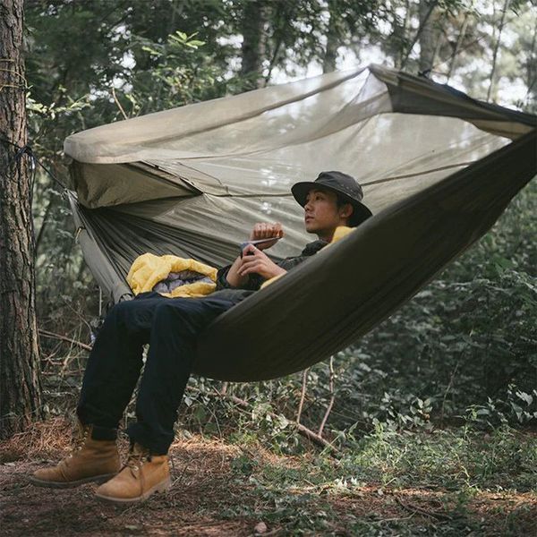 Гамак одномісний з москітною сіткою Naturehike NH22DC004, 210T polyester, темно-зелений 6927595703137 фото